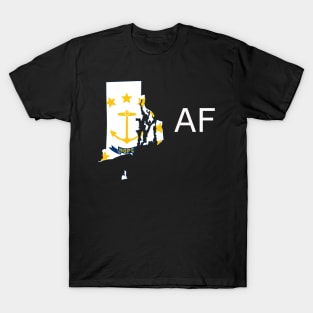 Rhode Island Flag State Outline AF (white) T-Shirt